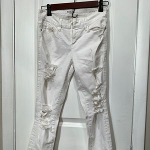 Frame Distressed White Skinny De Jeanne Jeans Sz 26